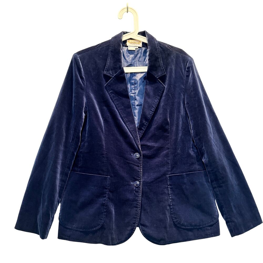 Vintage Marsis Blazer Jacket Womens 16 Blue Velvet Classic Made in Japan 90s
